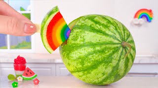 🌈 Perfect Miniature Rainbow Watermelon Jelly Recipe | Sweet Miniature Fruit Dessert Recipe Ideas