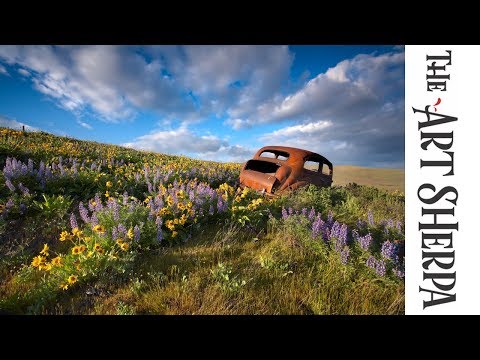 How to paint with Acrylic on Canvas old rusty car in flowers