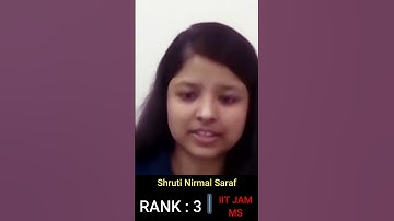 Shruti Saraf AIR - 3 in IIT-JAM-MS | JAM ke liye kon sa institute join kre |