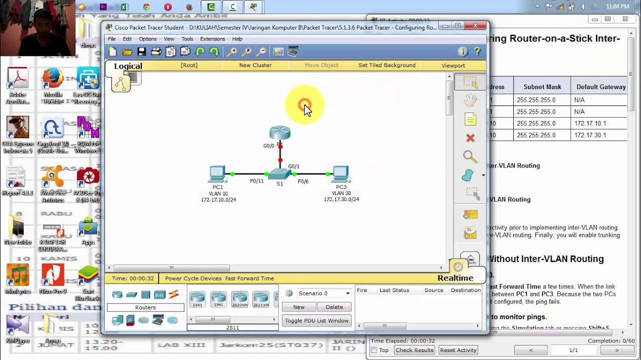 Router on a stick. Packet Tracer 6.5.1.3.