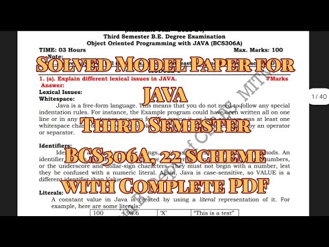 Oops with JAVA, solved model paper, CSE stream BCS306A, 3rd sem, 22 scheme, vtu with complete pdf