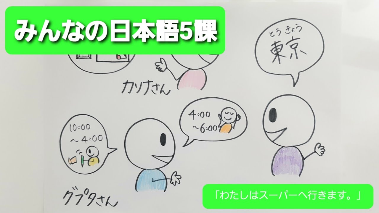 【みんなの日本語】第5課　練習A-1 「わたしはスーパーへ行きます。」