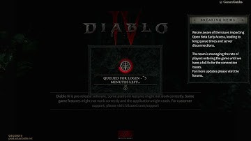 Diablo 4 issues Long Queue times Sever Disconnections Queued for Login 5 Minutes Left Open Beta Earl