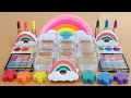 Mixing"Rainbow" Eyeshadow and Makeup,parts,glitter Into Slime!Satisfying Slime Video!★ASMR★