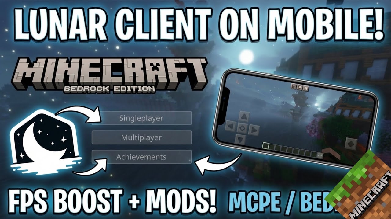 Lunar client for MCPE 1.21+ | best fps boost client | minecraft pe ...