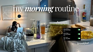 UPDATED MORNING ROUTINE | fasting + shower routine + productivity