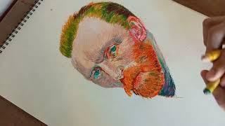 Vincent Van Gogh | oil pastel | time lapse Resimi