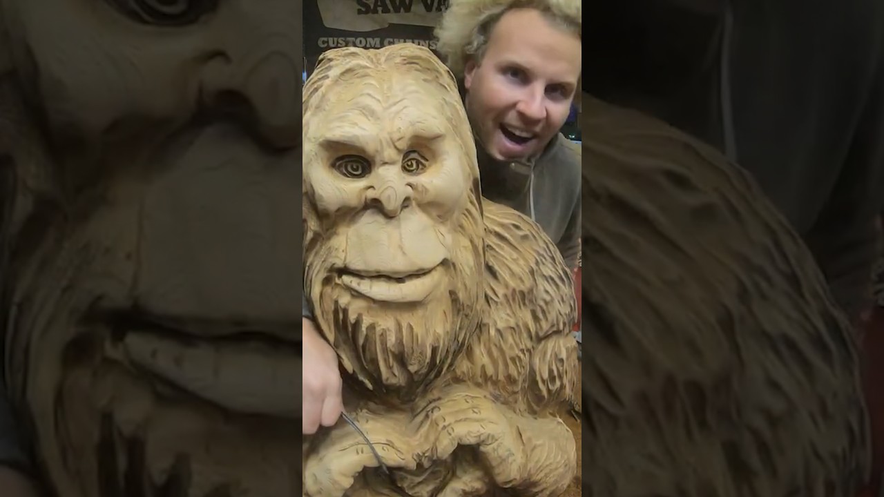BIGFOOT WOOD CARVING SPREADING LOVE #woodworking