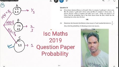 isc maths 10 years question paper, pyq || 2019 maths questions paper  || Probability class 12 isc