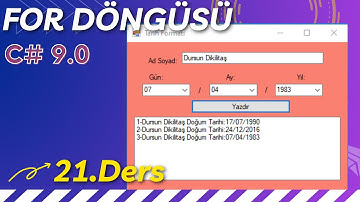 Uygulamalarla C# - 21.Ders: For Döngüsü