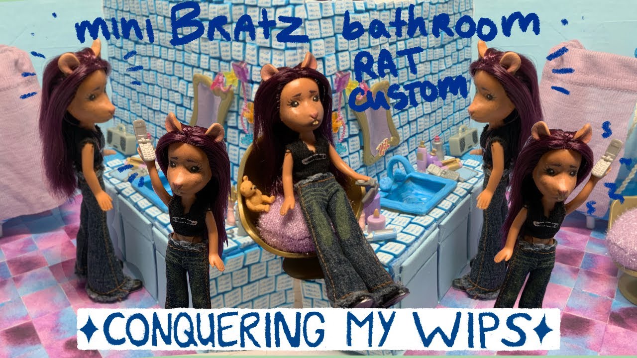 💜🐭MINI BRATZ RAT CUSTOM 🐭💜 +miniature bathroom (conquering my WIPs part ...