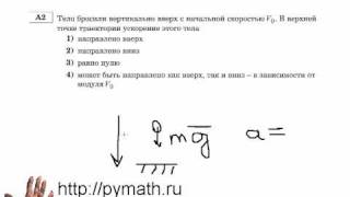 ЕГЭ физика А2. Тело бросили вертикально.