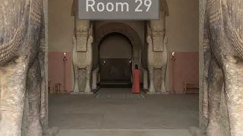 Southwest Palace, Nineveh, flyover and flythrough showing Carlos Museum fragments in context