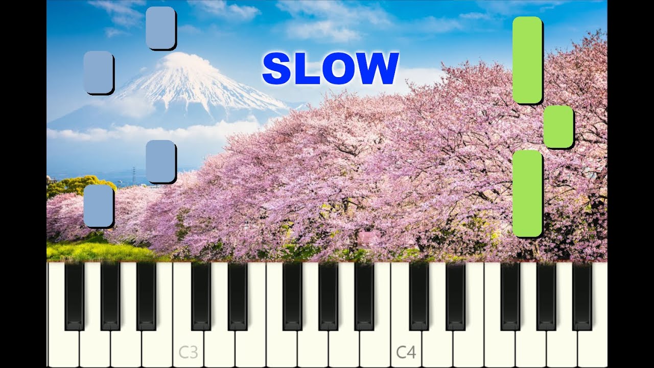 SLOW SUPER EASY piano tutorial "SAKURA SAKURA" traditional japanese