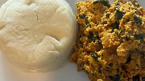 Nigerian pounded yams and egusi soup