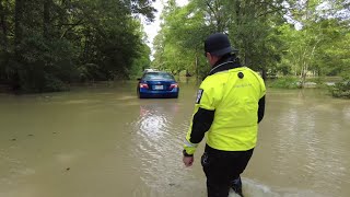 FULL VIDEO: Woman rescued from flood waters after ignoring Houston Firefighters warning