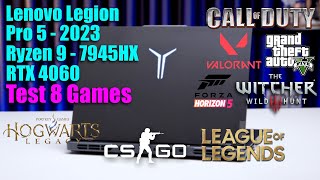 Lenovo Legion Pro 5 2023 (Ryzen 9 - 7945HX + RTX 4060) Test in 8 Games | LAPTOP AZ