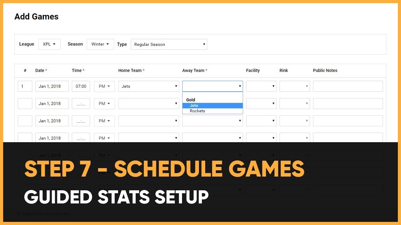 Setup Stats Guided Stats Setup: Step 7 - Schedule Games - YouTube