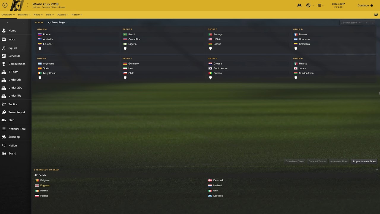 Football Manager 2017 World Cup Draw