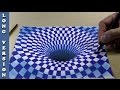 Black Hole in Blue Chess 3D Trick Art on Paper, Long Version