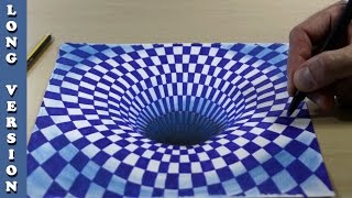 Black Hole in Blue Chess 3D Trick Art on Paper, Long Version