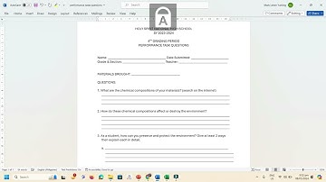 PERFORMANCE TASK QUESTIONS