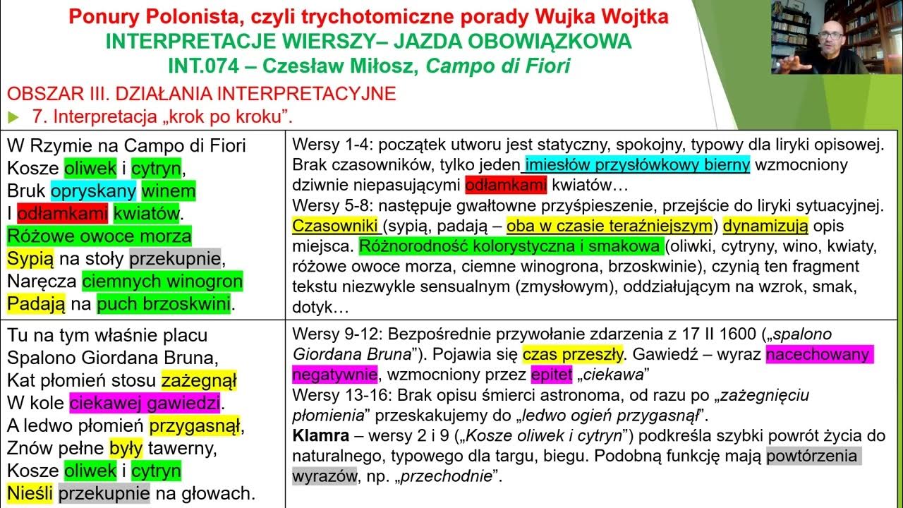 Czesław Miłosz Campo Di Fiori Interpretacja www.youtube.com