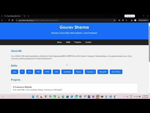 CODSOFT Web Development Internship | Portfolio Website Project Demo | Gourav Sharma