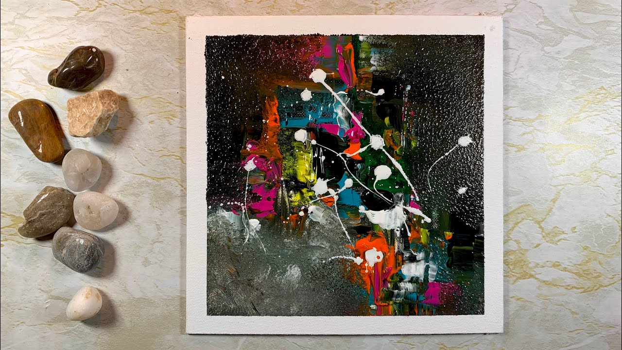 Cool Abstract Painting In Acrylics | Palette Knife | Vivid Bold Art With Rainy Sounds