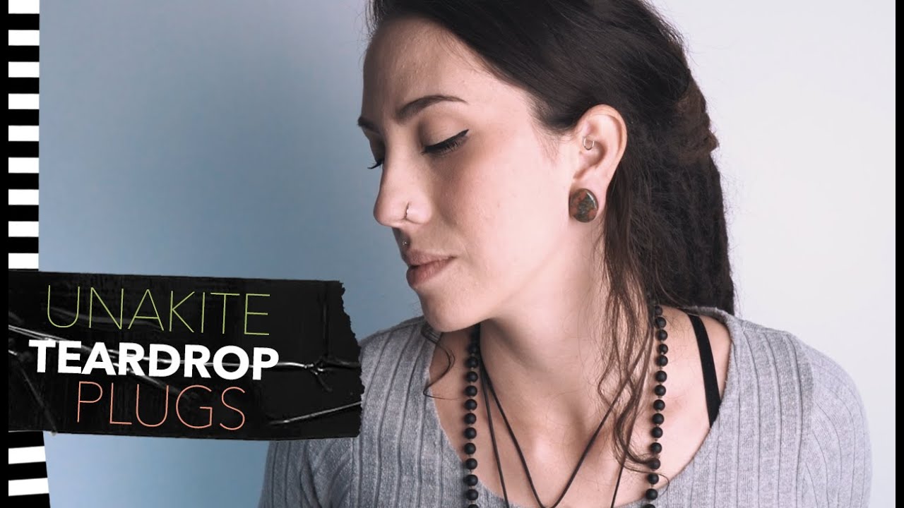 Unakite Stone Teardrop Plugs | UrbanBodyJewelry.com