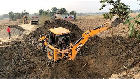 JCB Backhoe 3DX Machine Making Bridge Foundation - JCB Working Vide