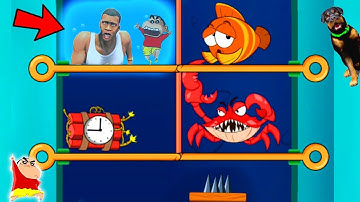 SHINCHAN and CHOP Saving FISH from EVIL SHARK | NOOB vs PRO vs HACKER In SAVE THE FISH | AMAAN-T