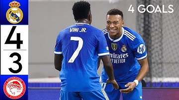 Real Madrid vs Olympiacos 4-3 Highlights & All Goals • kylian mbappé Super hattrick