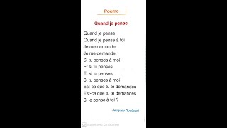 Loasis Des Mots 3AEP/Unité1 : Le Monde Des Amis /Poème /Semaine 3: Quand Je Pense