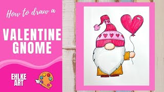 Draw and Color a VALENTINES GNOME