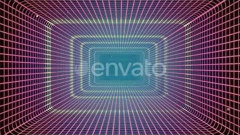 Grid Tunnel Rectangle Light Retro 01 4K | Motion Graphics - Videohive template
