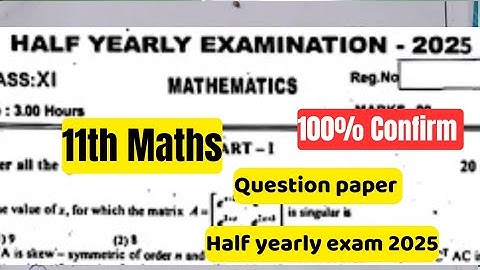11th Maths question paper half yearly exam 2025