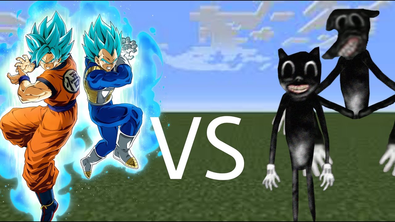 TEAM GOKU AND VEGETA VS TEAM CARTOON CAT AND CARTOON DOG IN MINECRAFT