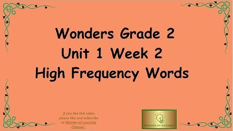 Wonders High Frequency Words Grade 2 Unit 1 Week 2