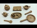 Making beautiful miniature clay kitchen set with horror story 😐 || #clayart #kitchenset #horror 