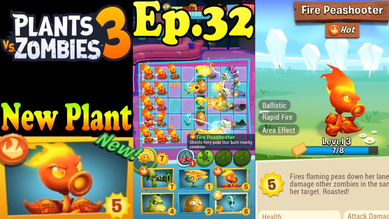 Fire Peashooter! Exclusive Club Plant! - Plants vs. Zombies 3 - Gameplay  Walkthrough Part 17 