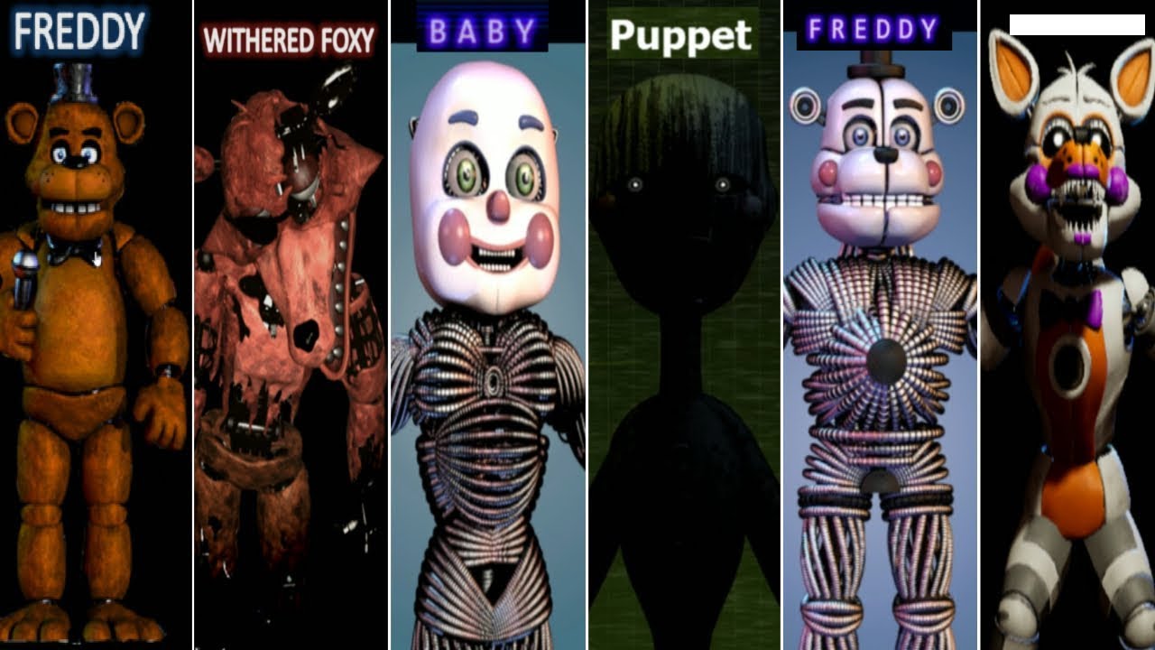 Five Nights at Freddy's VR ALL ANIMATRONICS FNAF 1 2 3 4 5 6 UCN Help  Wanted 