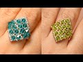 انگشتراز کریستال و منجوق لونه زنبوری ظریف و ساده 🐝Beading Bead ring tutorial no164