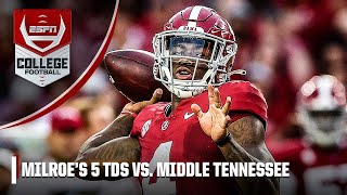 ALL FIVE of Jalen Milroe's TDs from Alabama's season opener vs. Middle Tennessee 👏