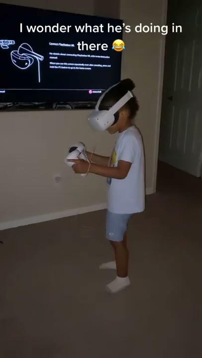 Can't believe we caught him doing this with his VR headset #Shorts