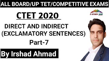 Direct and indirect speech by Irshad Sir || exclamatory sentences || ctet 2020 || part-7