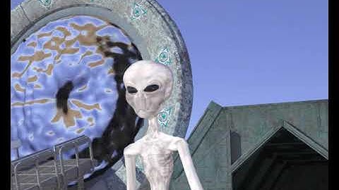 grey  alien walking  planet animation