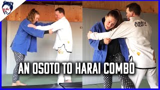 Ronda Demonstrates an Osoto to Harai Makikomi Judo Combo | Ronda's Dojo #55