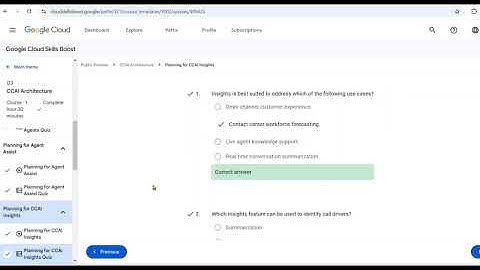 Planning for CCAI Insights Quiz answer || CCAI Architecture Quiz || #quiz #gcp #arcadeclassroom
