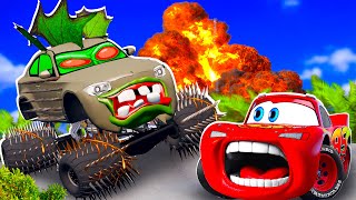 Big & Small:McQueen and Mater VS Bob Сutlass ZOMBIE slime apocalypse cars in BeamNG.drive